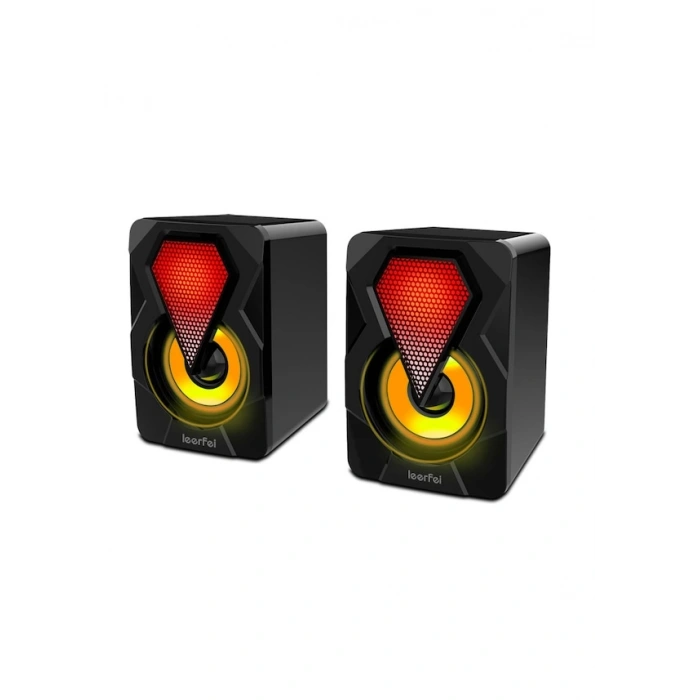 LEERFEI Bilgisayar Hoparlörü Rgb Led Işıklı Gaming Oyuncu Hoparlörü 3.5mm Jack Usb Speaker 1+1 Ses Sistemi