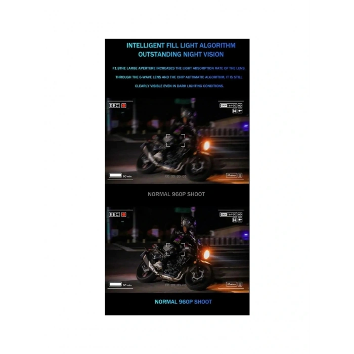 LEERFEİ Bt68 Kameralı Intercom Motosiklet Bluetooth Kask Kulaklık