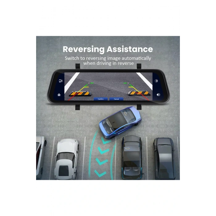 Leerfei Lf-966 4K Gece Görüşlü Akıllı Dikiz Aynası Araç İçi Kamera - Kablosuz CarPlay