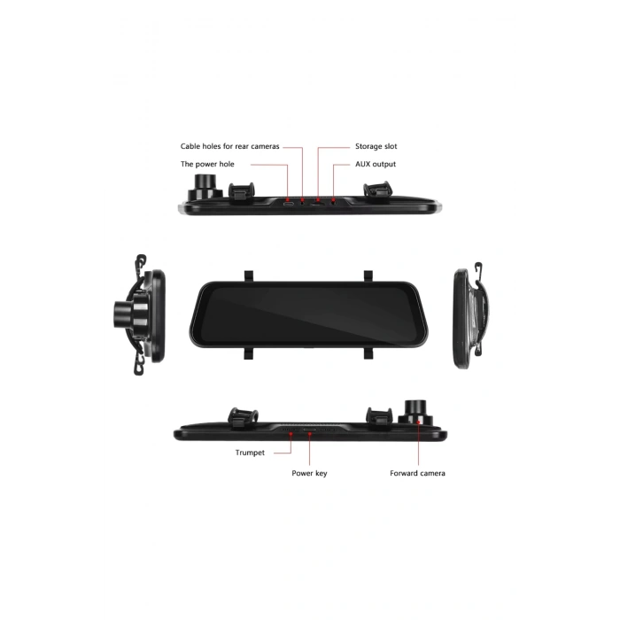 Leerfei Lf-966 4K Gece Görüşlü Akıllı Dikiz Aynası Araç İçi Kamera - Kablosuz CarPlay