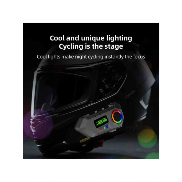 LEERFEİ Y30A Motosiklet Interkom Kask Kulaklığı Bluetooth IP65 Su Geçirmez Fm Radyo Rgb Işıklı