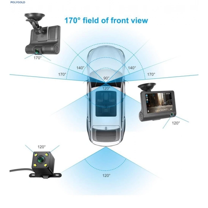 LF-504 ÇİFT LENSLİ ARAÇ İÇİ DİKİZ GPS DASHCAM WIFI ARABA KAMERASI