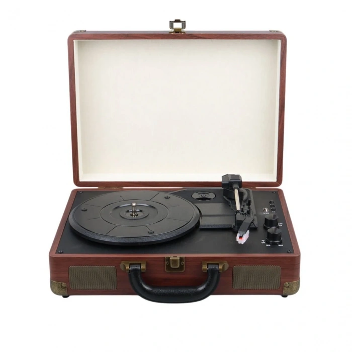 Magicvoice PU16 Retro Vintage Çanta Pikap - Radyo - Bluetooth - USB Mp3 Çalar