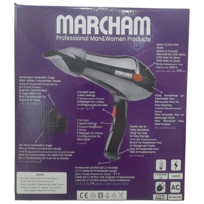 Marcham Falcon 5300 2200 Watt Fön Makinesi Siyah