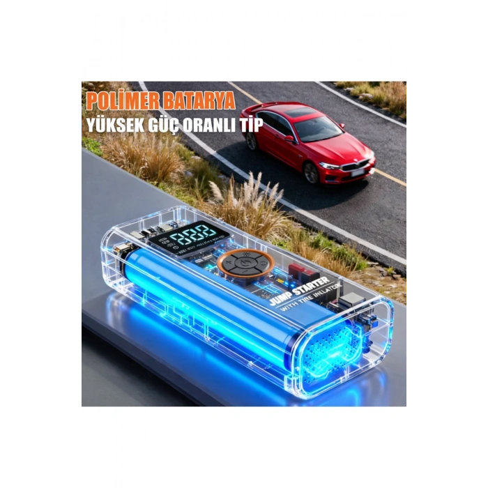 Akü Takviye Cihazı Taşınabilir Araç Dijital Hava Kompresör