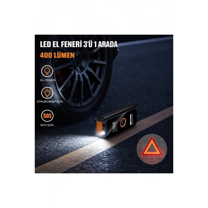 Akü Takviye Cihazı Taşınabilir Araç Dijital Hava Kompresör