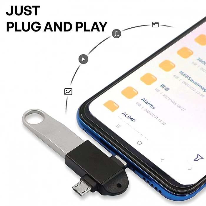 Micro Usb Type-c 3 In 1 Dönüştürücü Çevirici Adaptör Otg