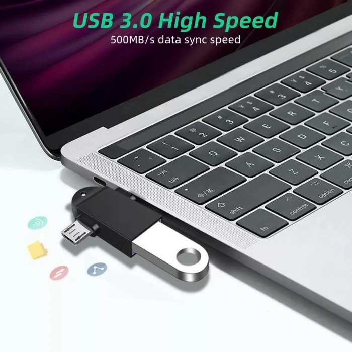Micro Usb Type-c 3 In 1 Dönüştürücü Çevirici Adaptör Otg