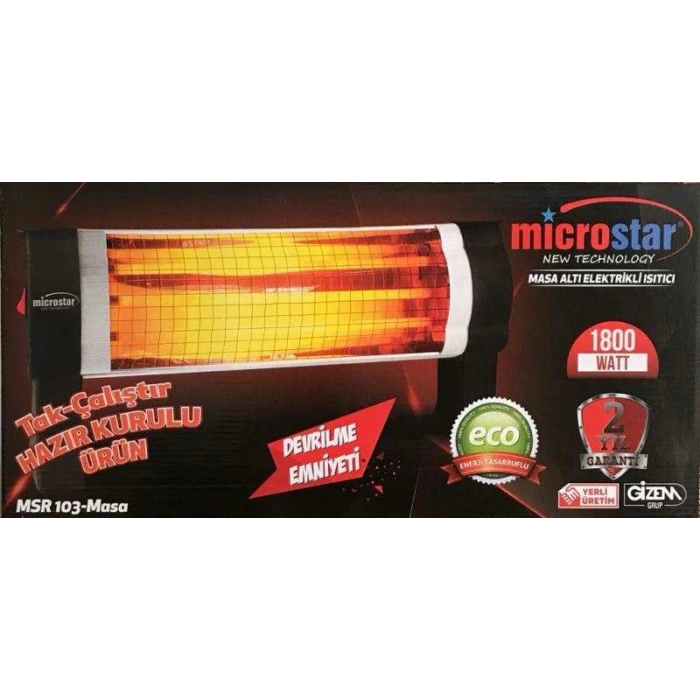 MİCROSTAR MSR-103 MASA ALTI ELEKTRİKLİ SOBA DEVRİLME EMLİYETLİ 1800W
