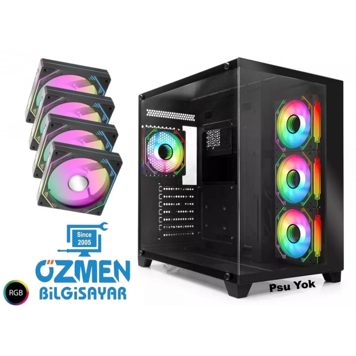 Mofan Akvaryum Rgb Pc Gaming Kasa Psu Yok Siyah