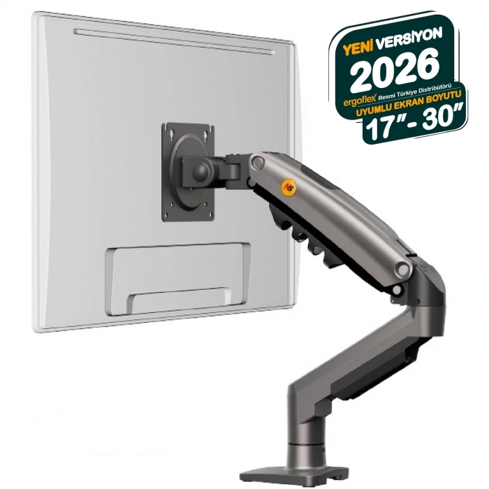 Monitör Tutucu Kol 17-30  2-9 kg Amortisörlü Vesa Monitör Standı 2026 Versiyon Koyu Gri