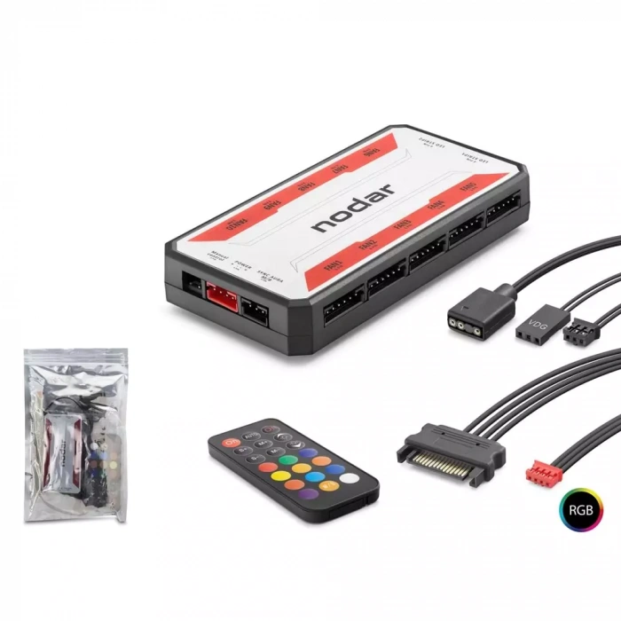 Nodar Nd2807 ARGB FAN ve LED Kontrolcü Hub Seti + Uzaktan Kumanda Siyah