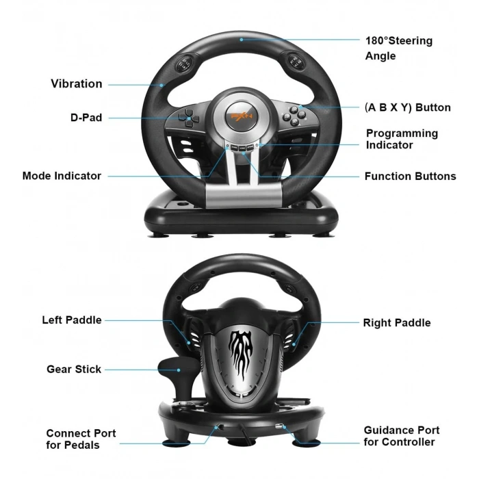Nodar Nd700 Pxn V3 Pro Direksiyon Seti Ps4/Ps3/Pc/Xbox one/Xbox Series X|S Switch Siyah