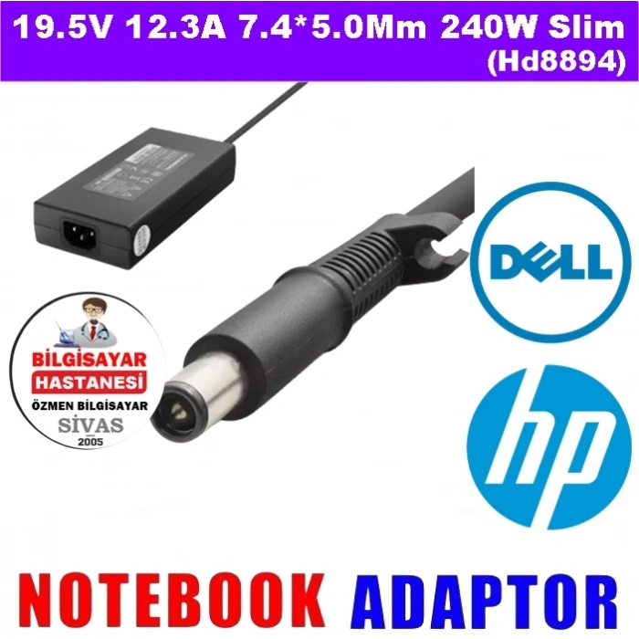 Notebook Adaptörü 19.5V 12.3A 7.4*5.0Mm 240W Slim Hp (Hd8894)