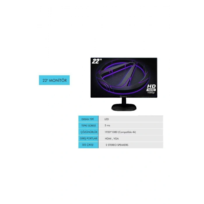 Nova 22 5ms Hdmı Vga Usb Rca Ses Full Hd Pro Led Monitör Nvc-led22a