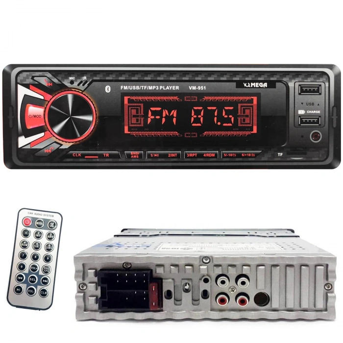 OTO TEYP 4X60W BT/2XUSB/SD/FM/AUX 7 RENKLİ MEGA VM-951