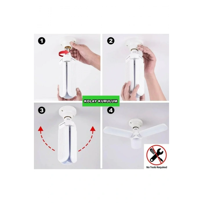 Pervane Şeklinde Katlanabilir-açısı Ayarlanabilir 45w Beyaz Led Ampul