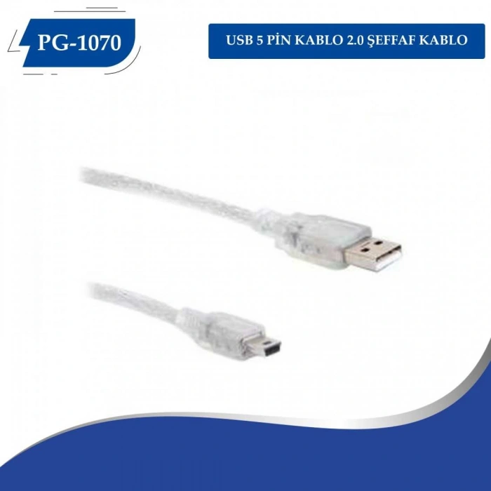 PG-1070 USB 5 PİN KABLO 2.0 ŞEFFAF KABLO