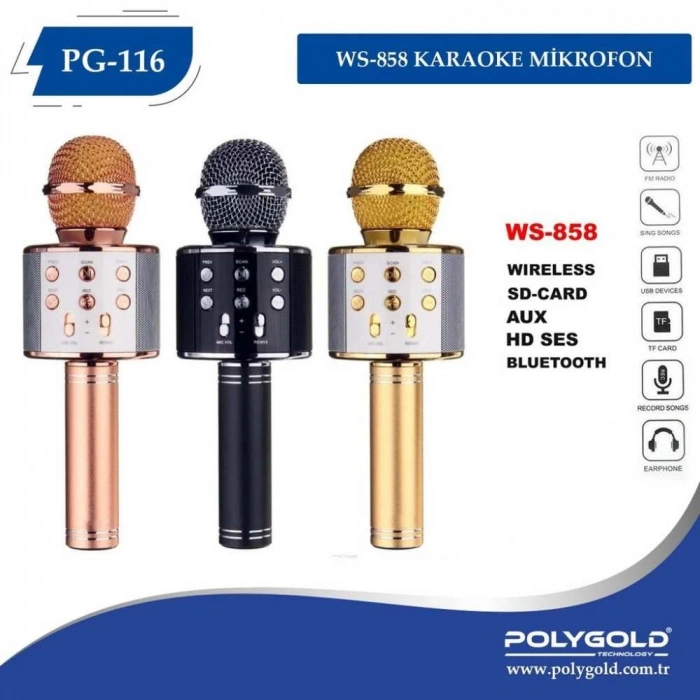 PG-116 WS858 KARAOKE MİKROFON VE BULUTUT SPEAKER