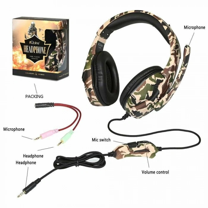 PG-6999 Kubite Oyuncu Kulaklığı Kamuflaj Modeli