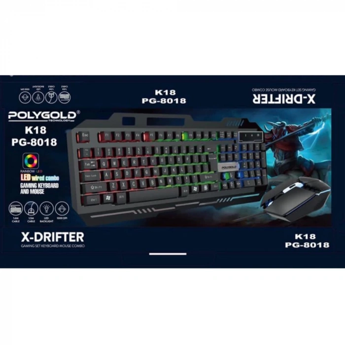 PG-8018 K18 USB IŞIKLI KLAVYE VE MAUS SETİ