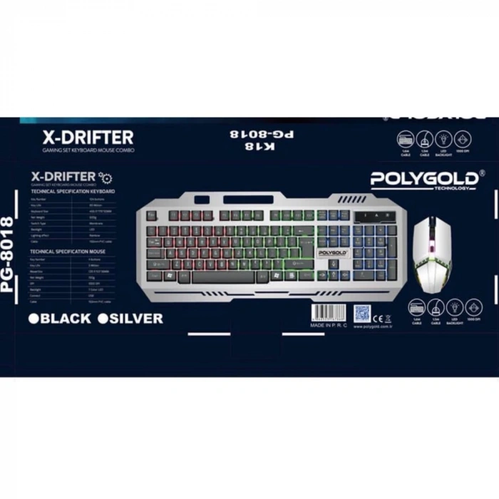 PG-8018 K18 USB IŞIKLI KLAVYE VE MAUS SETİ