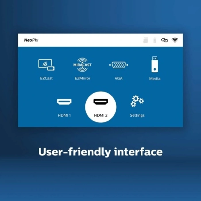 Philips NeoPix Prime NPX540/INT 3500 ANSI 1280x720 Wi-Fi Bluetooth Kablosuz LED Projeksiyon Cihazı
