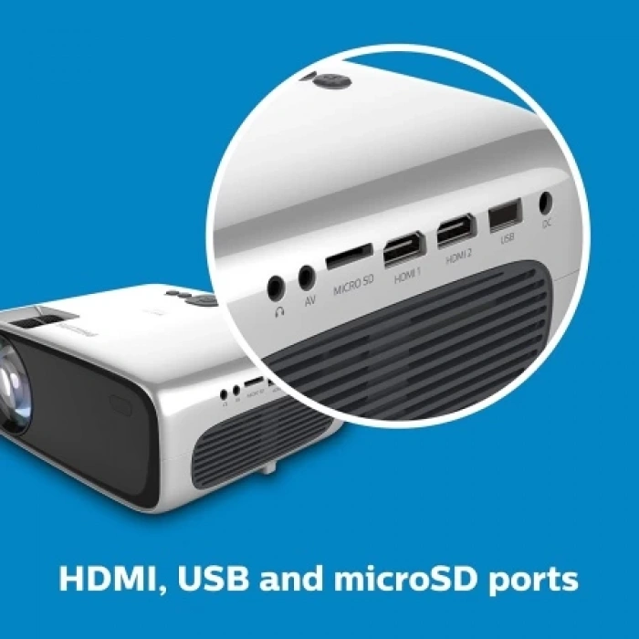 Philips NeoPix Prime NPX540/INT 3500 ANSI 1280x720 Wi-Fi Bluetooth Kablosuz LED Projeksiyon Cihazı