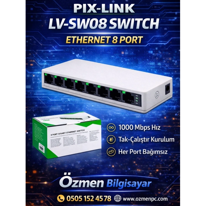 PIX-LINK LV-SW08 SWITCH ETHERNET 8 PORT