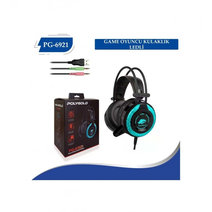 Polygold A5 Gaming Mikrofonlu Işıklı Oyuncu Kulaklığı Usb+3.5 mm Jack PG 6921