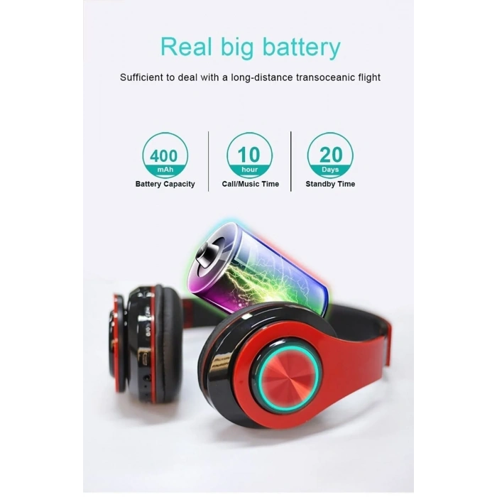 Polygold B39 Kablosuz Bluetooth Kulaklık- Led Işıklı Kulaküstü Kulaklık-her Telefona Uyumlu