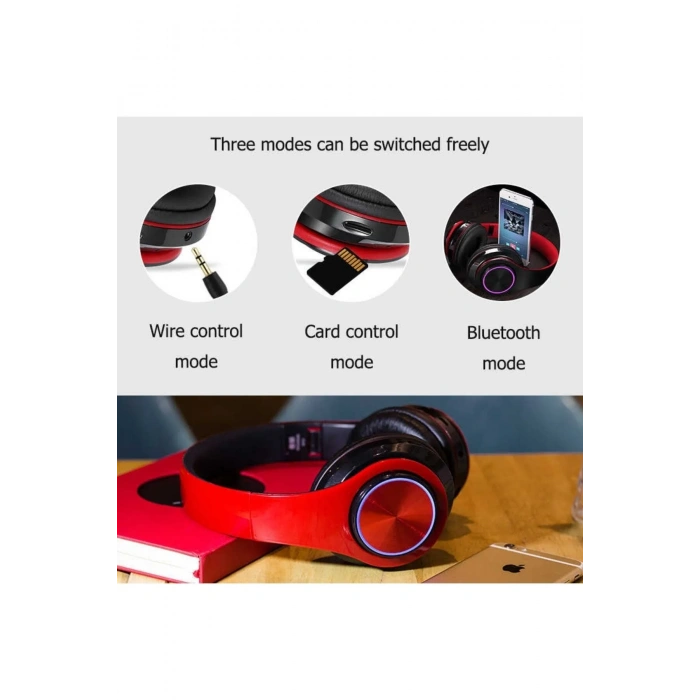 Polygold B39 Kablosuz Bluetooth Kulaklık- Led Işıklı Kulaküstü Kulaklık-her Telefona Uyumlu