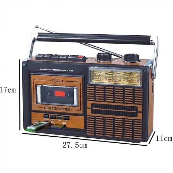 Polygold-Nostaljik Radyo Müzik Kutusu Şarjlı Bluetooth USB SD MP3 Pg 4410