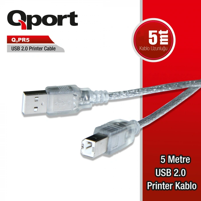 QPORT USB2.0 5M YAZICI KABLOSU