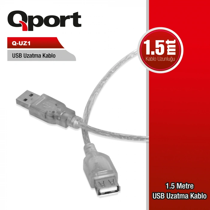 QPORT USB2.0 1.5MT UZATMA KABLOSU