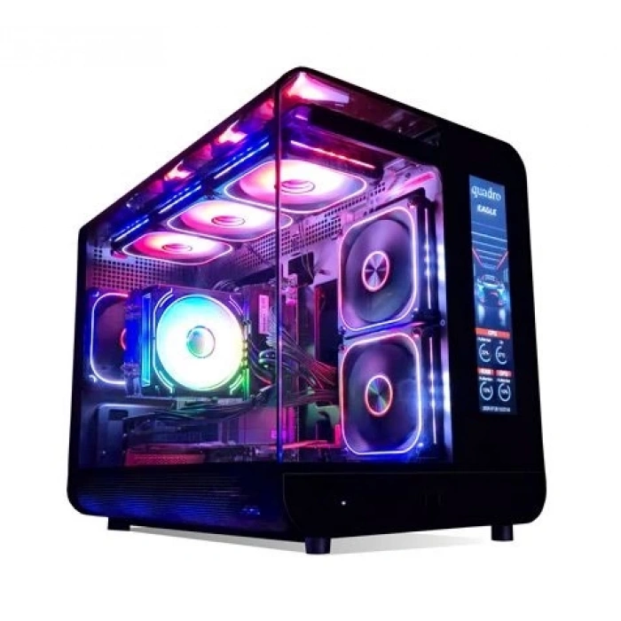 QUADRO EAGLE QX100-B 9x12CM RGB FAN USB3.2 PENCERELI MID-TOWER SIYAH KASA