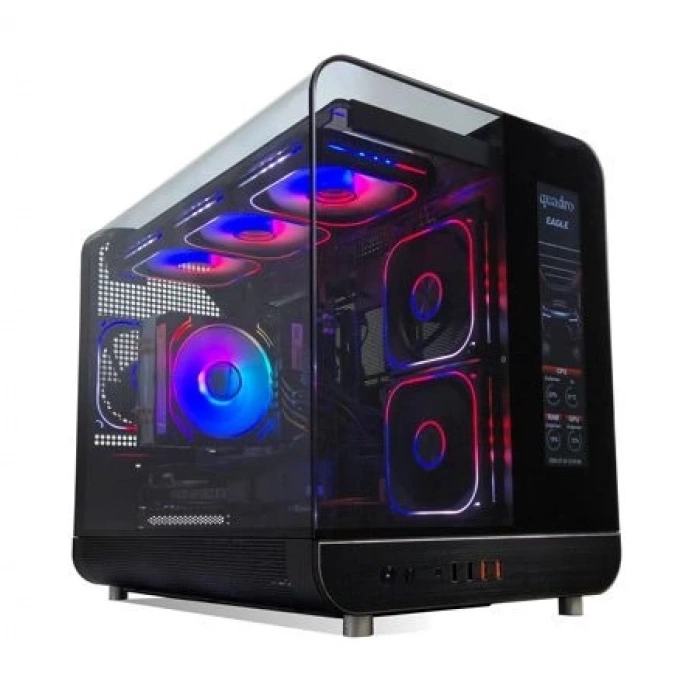 QUADRO EAGLE QX100-B 9x12CM RGB FAN USB3.2 PENCERELI MID-TOWER SIYAH KASA