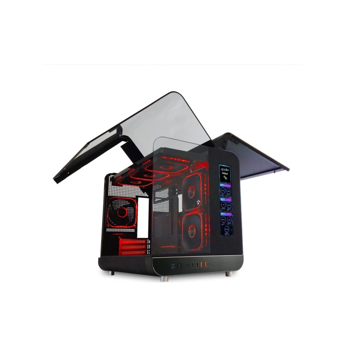 QUADRO EAGLE QX100-B 9x12CM RGB FAN USB3.2 PENCERELI MID-TOWER SIYAH KASA