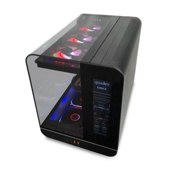 QUADRO EAGLE QX100-B 9x12CM RGB FAN USB3.2 PENCERELI MID-TOWER SIYAH KASA