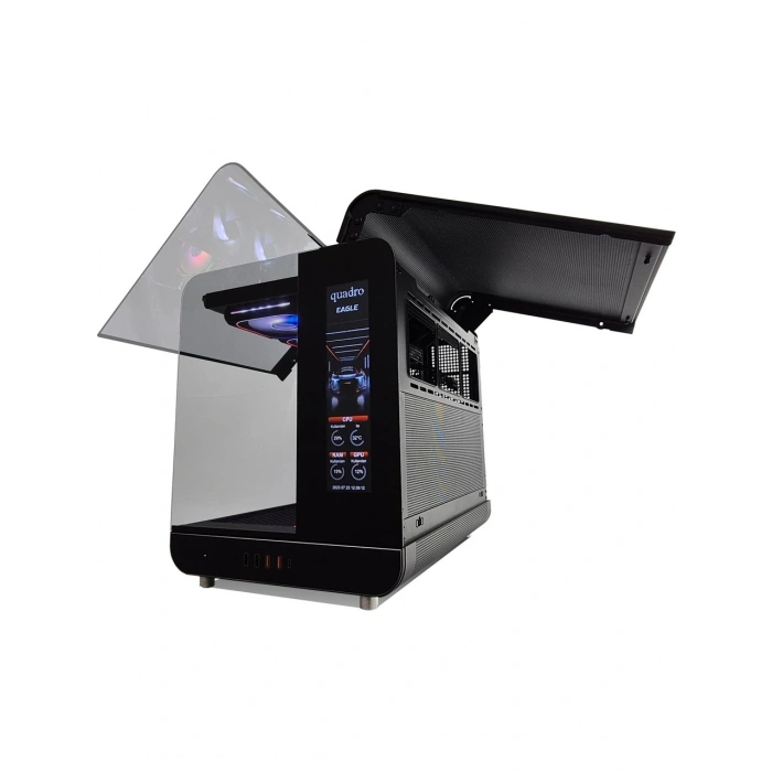 QUADRO EAGLE QX100-B 9x12CM RGB FAN USB3.2 PENCERELI MID-TOWER SIYAH KASA