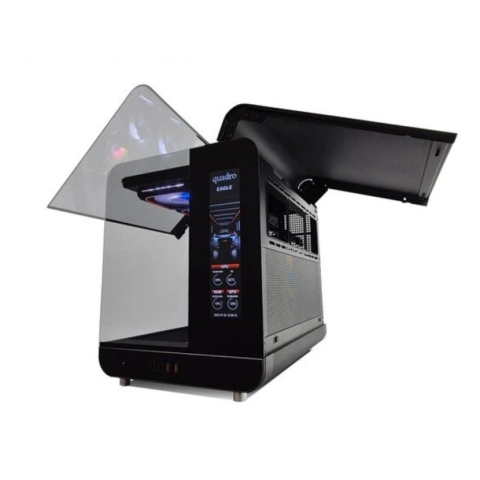 QUADRO EAGLE QX100-B 9x12CM RGB FAN USB3.2 PENCERELI MID-TOWER SIYAH KASA