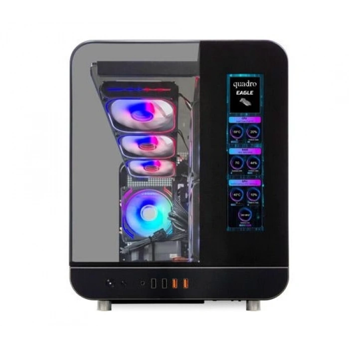 QUADRO EAGLE QX100-B 9x12CM RGB FAN USB3.2 PENCERELI MID-TOWER SIYAH KASA