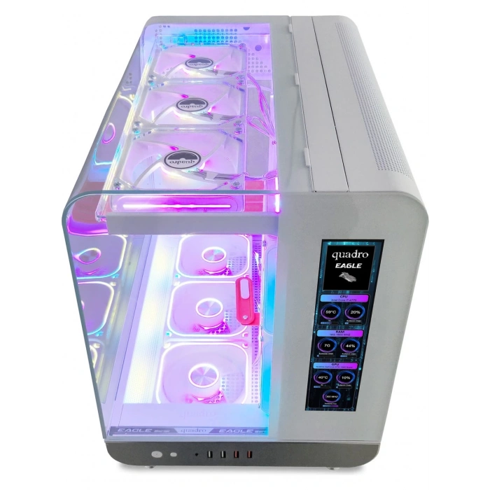 QUADRO EAGLE QX100-W 9x12CM RGB FAN USB3.2 PENCERELI MID-TOWER BEYAZ KASA