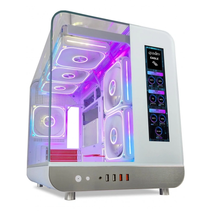 QUADRO EAGLE QX100-W 9x12CM RGB FAN USB3.2 PENCERELI MID-TOWER BEYAZ KASA