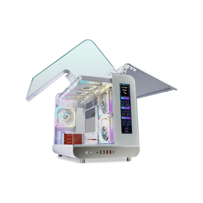 QUADRO EAGLE QX100-W 9x12CM RGB FAN USB3.2 PENCERELI MID-TOWER BEYAZ KASA