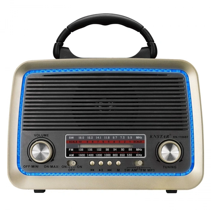 RADYO NOSTALJİ ŞARJLI PİLLİ BT/USB/SD/AUX/FM FENERLİ MİKADO MDR-99