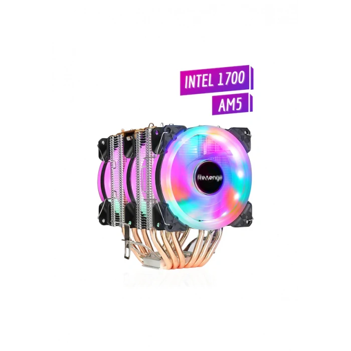 Revenge Cold Frost 603 Kule Tipi 3 Fanlı Rainbow Gaming İşlemci Fanı 6 Bakır Kanallı Cpu Fan