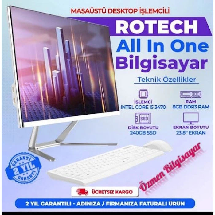 ROTECH AIR240008 INTEL İ5 3GN 8GB RAM 240 SSD 23.8 Allinone Bilgisayar