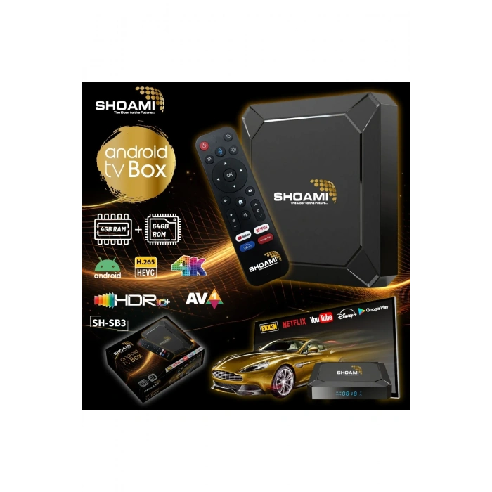 Shoami SH-SB3 4K 4GB/64GB Mediabox Sesli Komut Kumanda Android HD TV Box MyBox Netflix Youtube