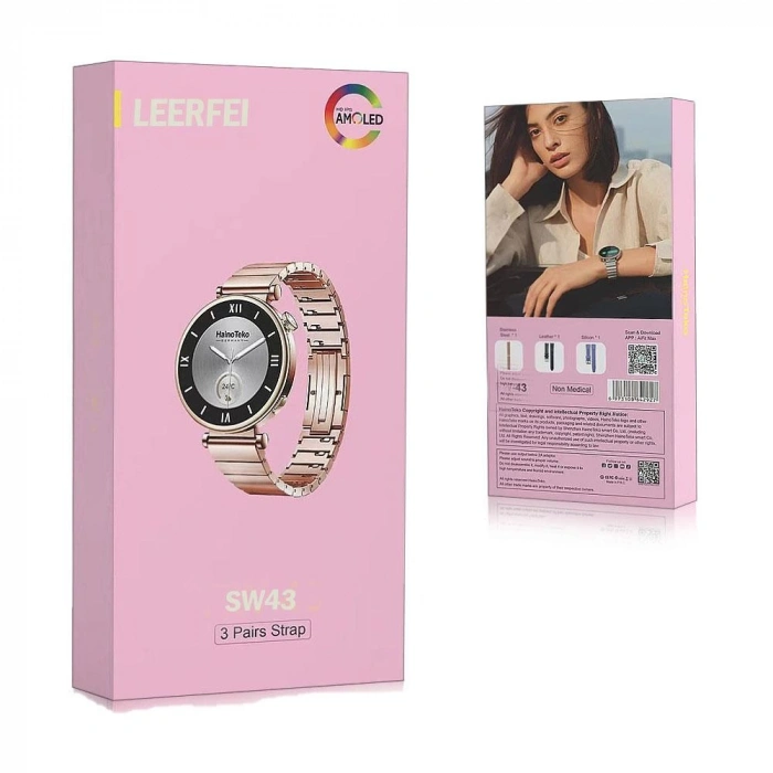 SW-43 Amoled Ekranlı 3 Kordonlu Bileklik Hediyeli Akıllı Bayan Saati
